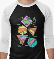 Nineties Dinosaurs Pattern Men's Baseball ¾ T-Shirt