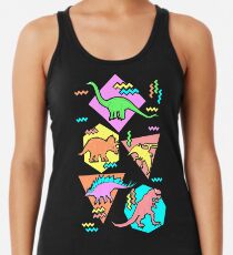Nineties Dinosaurs Pattern Racerback Tank Top