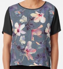 Butterflies and Hibiscus Flowers - a painted pattern Chiffon Top