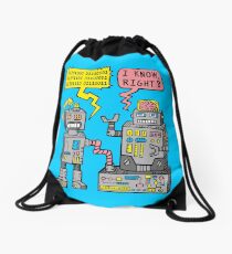 Robot Talk Drawstring Bag