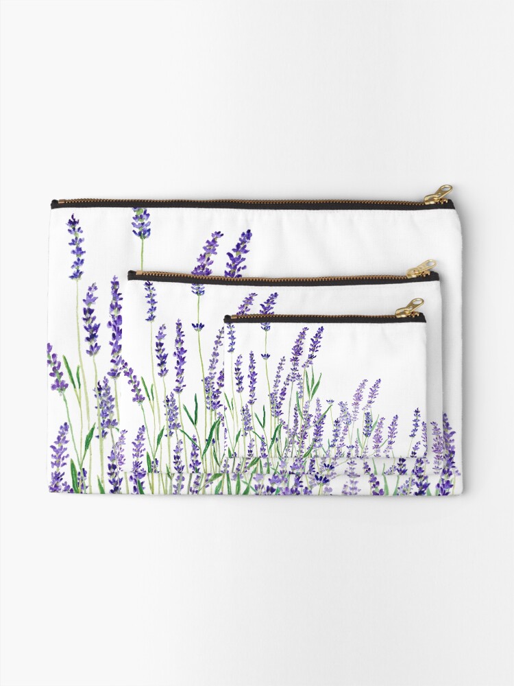 Alternate view of purple lavender horizontal watercolor Zipper Pouch