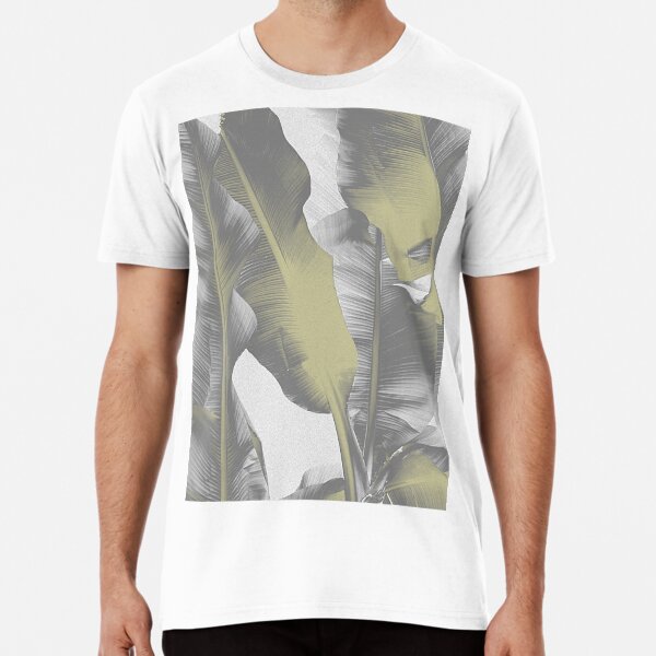 Gray and Gold Banana Leaves Premium T-Shirt