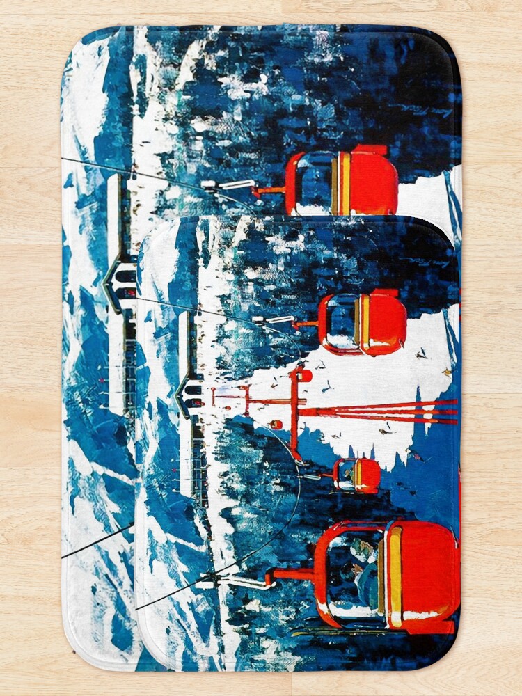 Alternate view of Vintage Stowe gondola winter travel ski poster Bath Mat