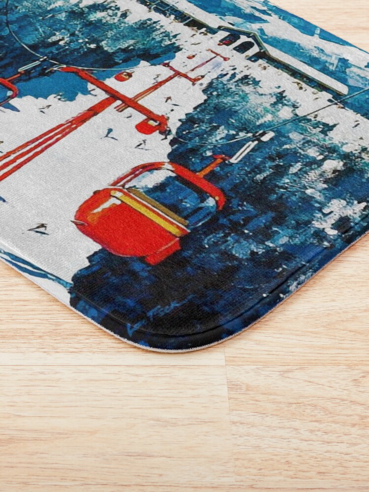 Alternate view of Vintage Stowe gondola winter travel ski poster Bath Mat