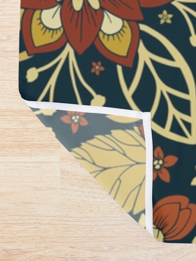Alternate view of Gold and Navy Blue Floral Shower Curtain