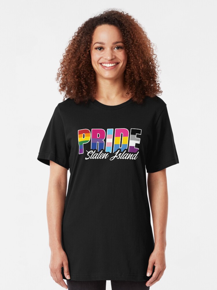 Alternate view of Staten Island New York City Gay Pride Lesbian Bisexual Transgender Pansexual LGBT LGBTQ Slim Fit T-Shirt