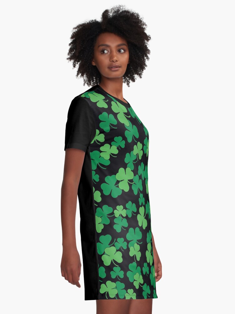 Alternate view of St. Patricks day clover pattern Graphic T-Shirt Dress