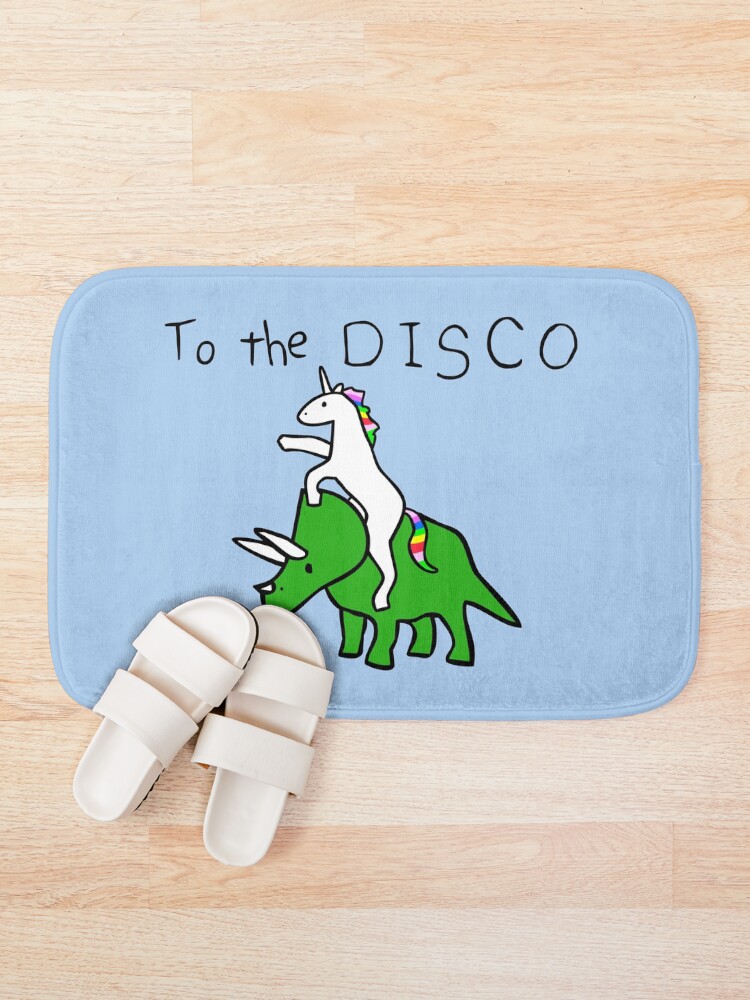 Alternate view of To The Disco (Unicorn Riding Triceratops) Bath Mat