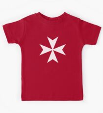 MALTA, Malteser, Amalfikreuz, Malteserkreuz, Ritterhospitaller, WEISS auf ROT Kinder T-Shirt