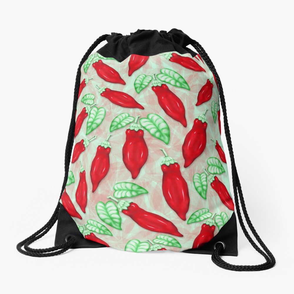 Red Hot Chilli Pepper Decorative Food Art Drawstring Bag By