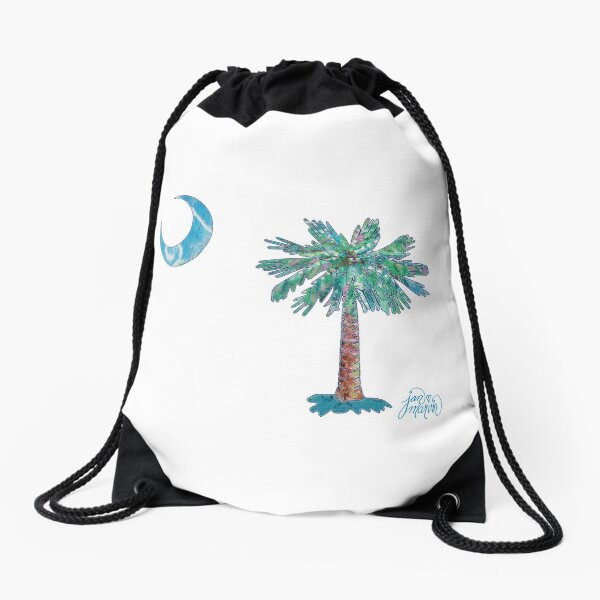 Palmetto Tree and Moon by Jan Marvin Drawstring Bag
