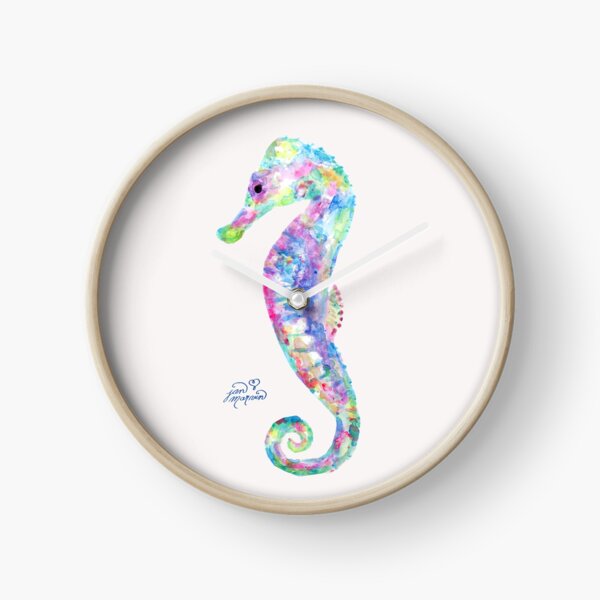 Seahorse watercolor Clock