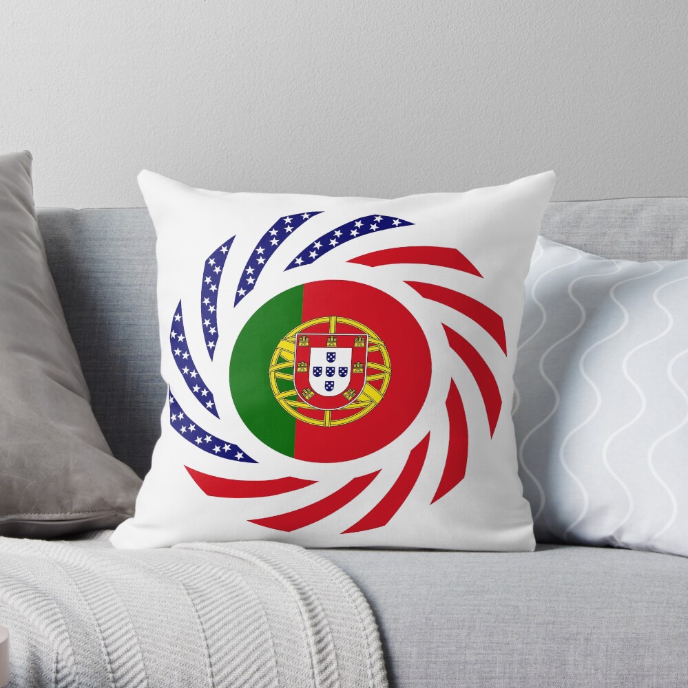 Portuguese American Multinational Patriot Flag Series Throw Pillow