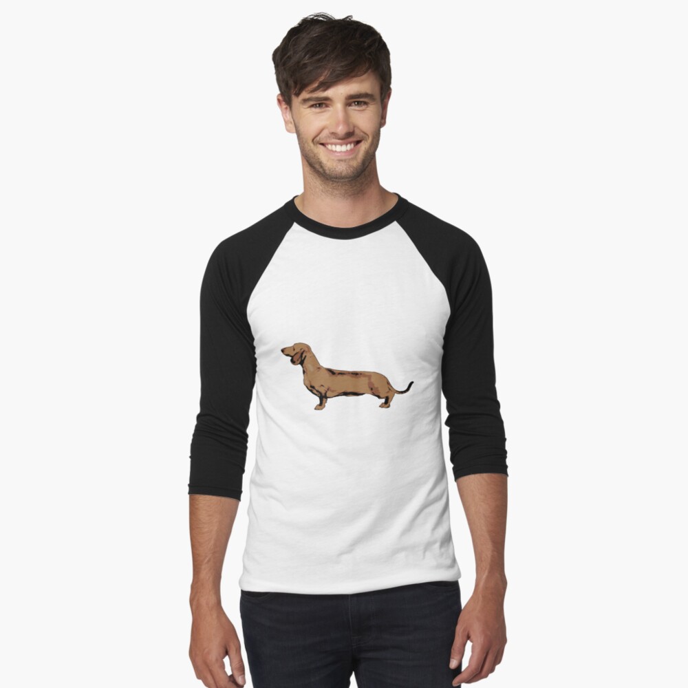Red Smooth Haired Dachshund Baseball ¾ Sleeve T-Shirt