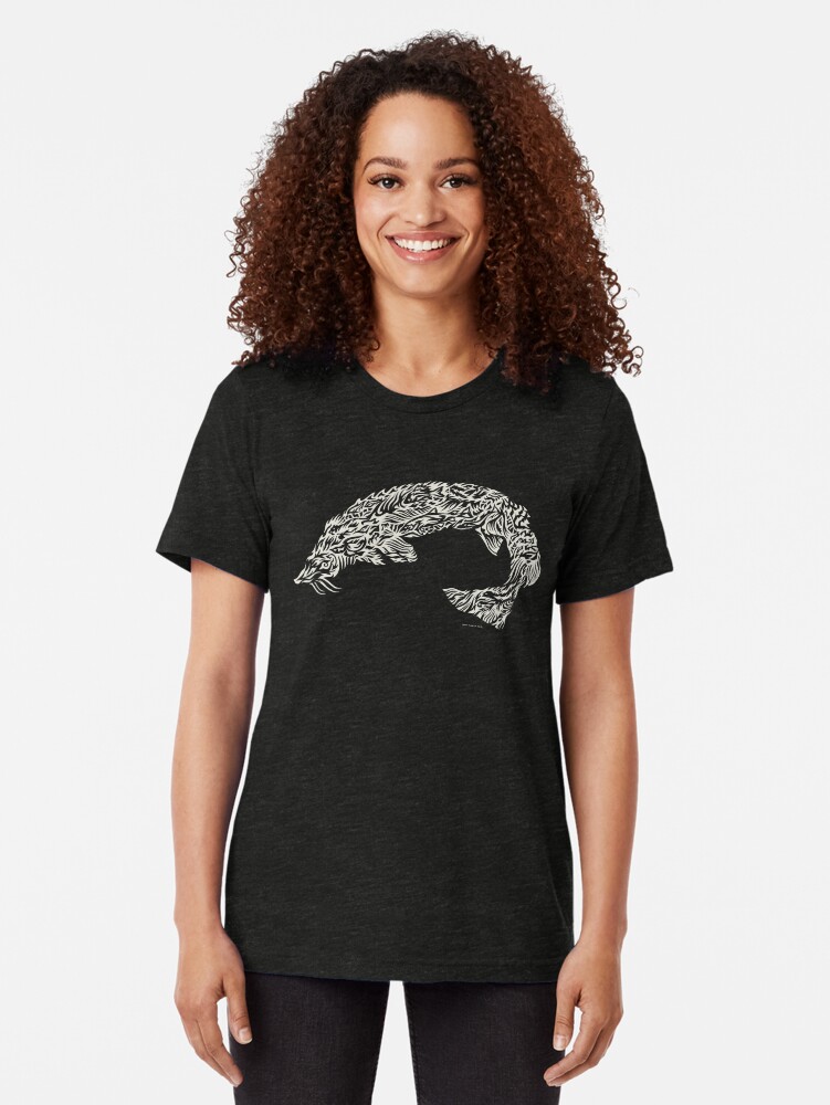 Alternate view of Sturgeon Illustration Tri-blend T-Shirt