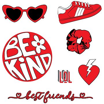 Red Be Kind Aesthetic Sticker Pack Sticker for Sale by The-Goods