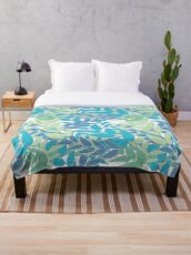 Tropical Leaves Pattern Throw Blanket