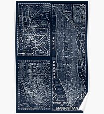 Vintage New York City Street Map Poster