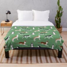 Husky Pattern (grüner Hintergrund) Fleecedecke
