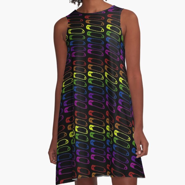 Safe with me rainbow safety pin A-Line Dress