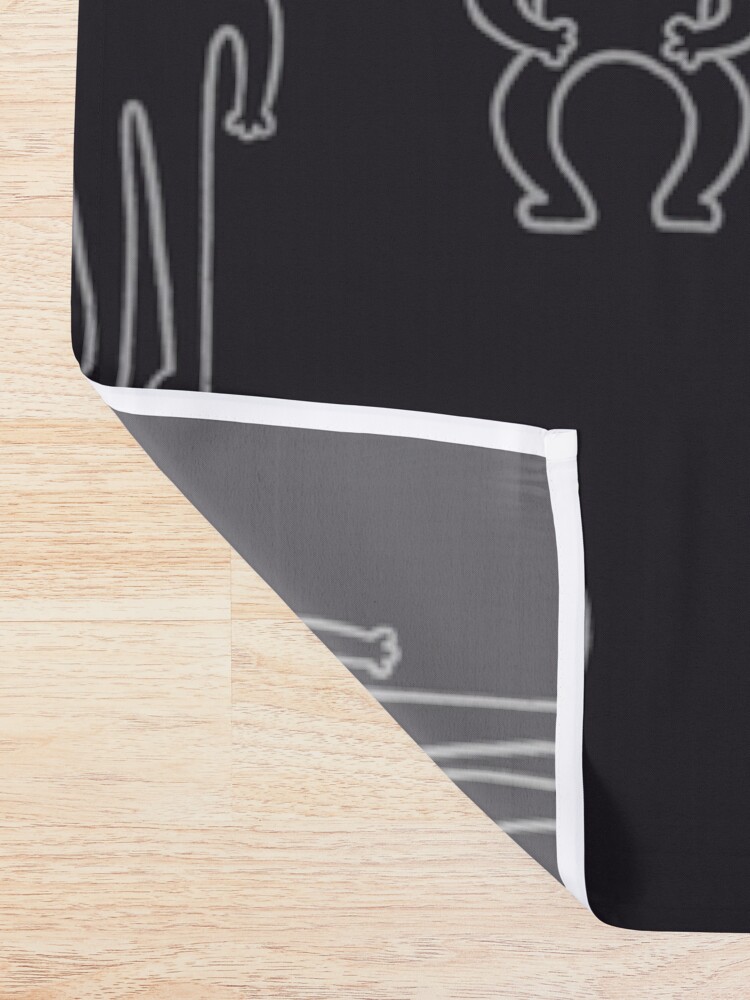 Alternate view of Flexing & Squating Cat - Black Shower Curtain