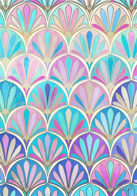 "Glamorous Twenties Art Deco Pastel Pattern" by micklyn Redbubble