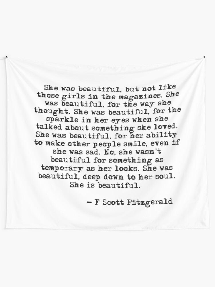 Alternate view of She was beautiful - F Scott Fitzgerald Wall Tapestry