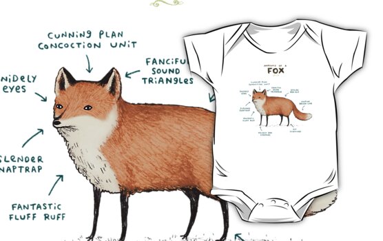 "Anatomy of a Fox" One Piece - Short Sleeve by Sophie Corrigan | Redbubble