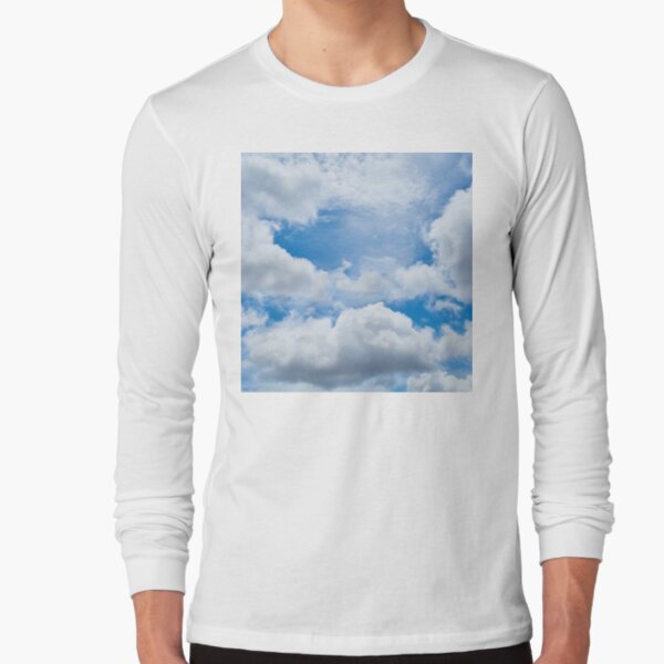 Cloudy Sky, blue sky with fluffy cumulous clouds Long Sleeve T-Shirt