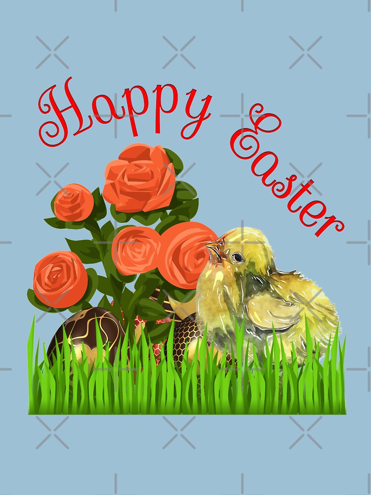 Happy Easter Chick and Eggs by tribbledesign