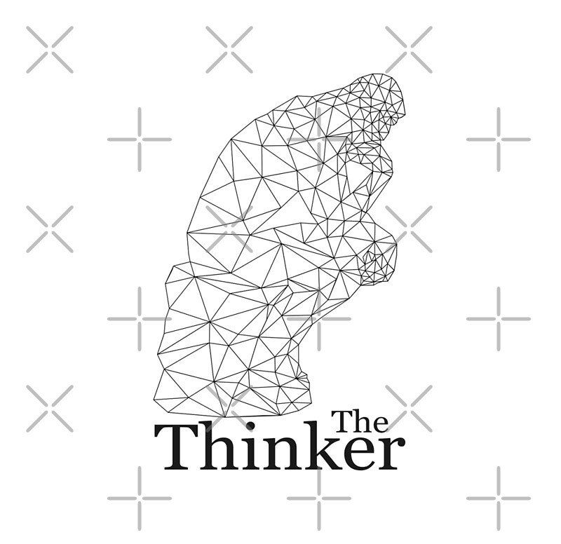  The Thinker Wireframe Low  Poly Black by Sonof Deair 