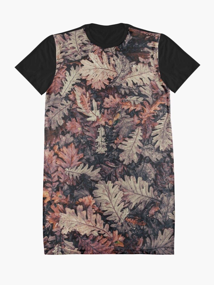 Alternate view of Dried Autumn Leaves - HD Nature Graphic T-Shirt Dress