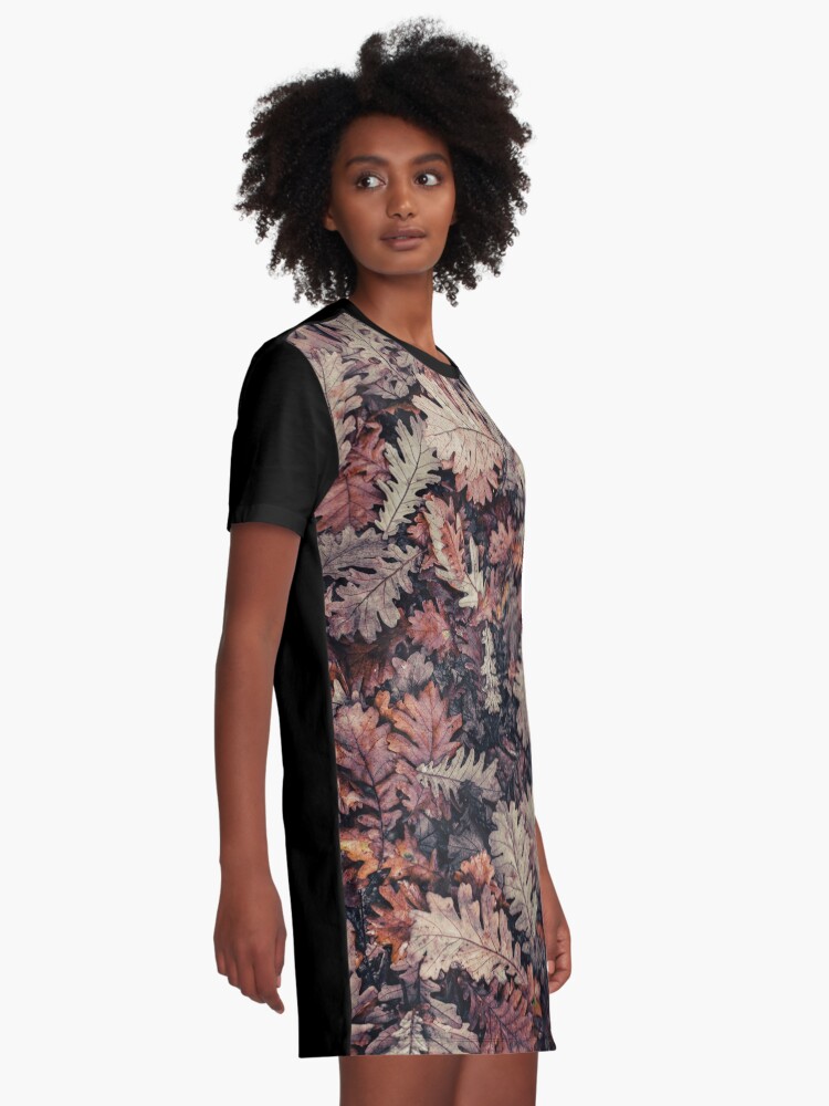 Alternate view of Dried Autumn Leaves - HD Nature Graphic T-Shirt Dress