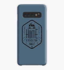 Funda/vinilo para Samsung Galaxy El hogar es donde lo estacionas vanlife camper art negro sobre blanco