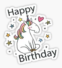 Birthday Unicorn Card Sticker