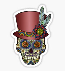 Sugar Skull Two - Mexican Top Hat - Dia de Los Muertos Sticker