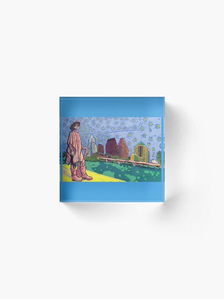 Alternate view of Stevie Ray Vaughan Statue, Austin, Texas Painting Acrylic Block