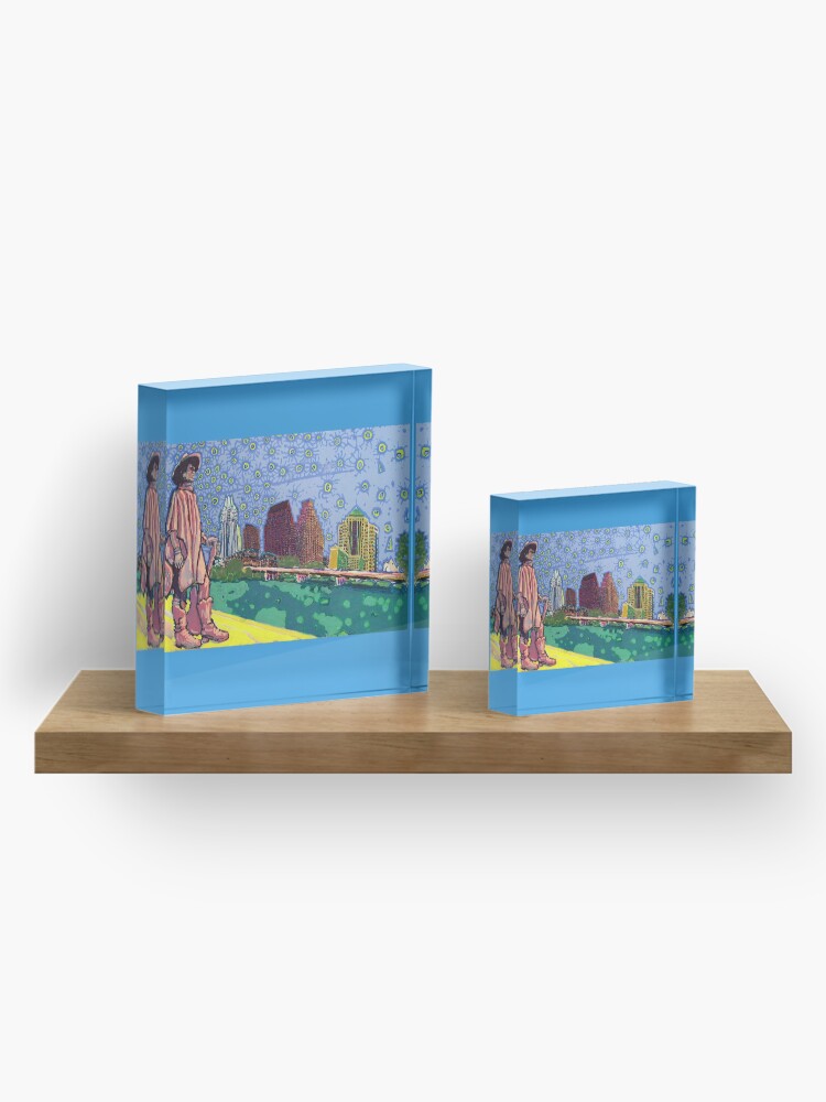 Alternate view of Stevie Ray Vaughan Statue, Austin, Texas Painting Acrylic Block