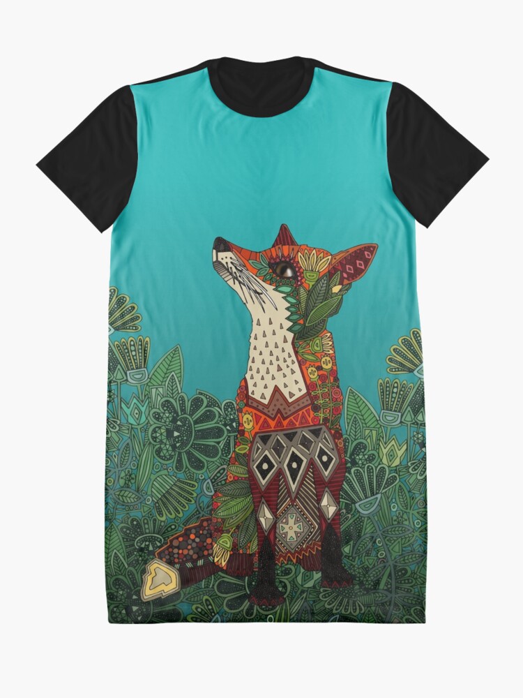 Alternate view of floral fox Graphic T-Shirt Dress