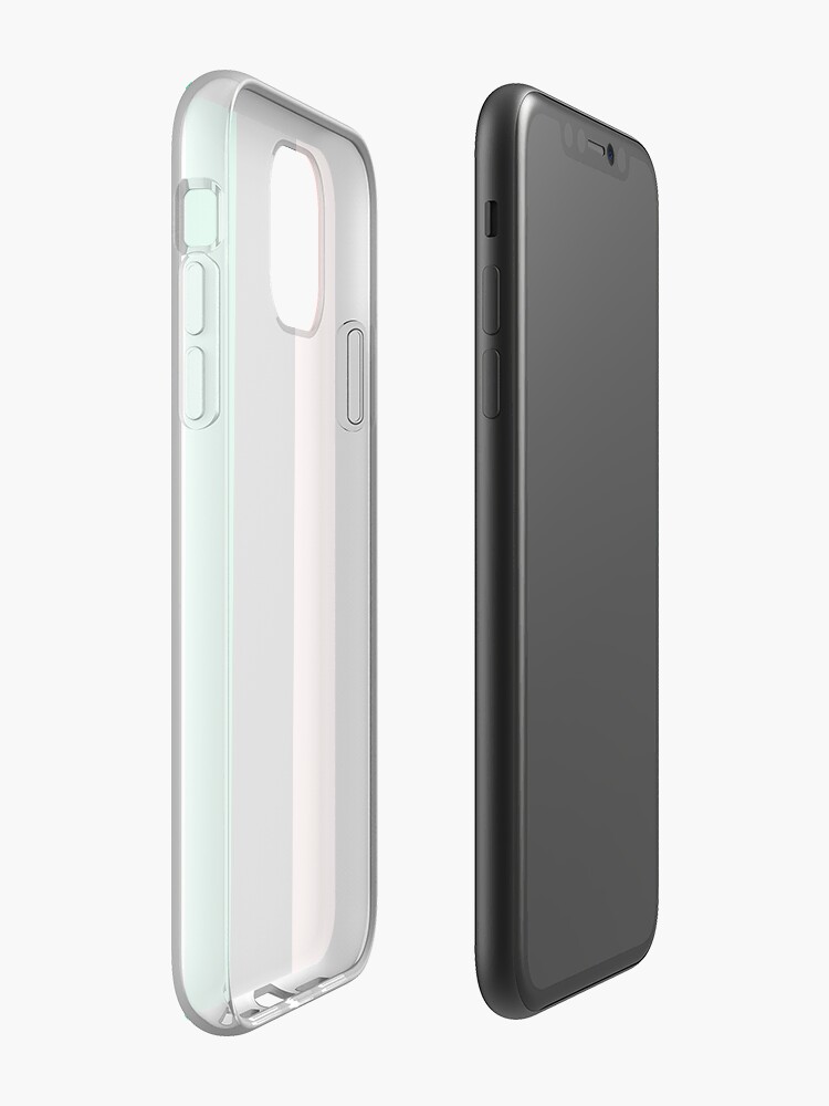Coque iPhone « Motif rayé pêche, vert et noir », par AttalieAnn