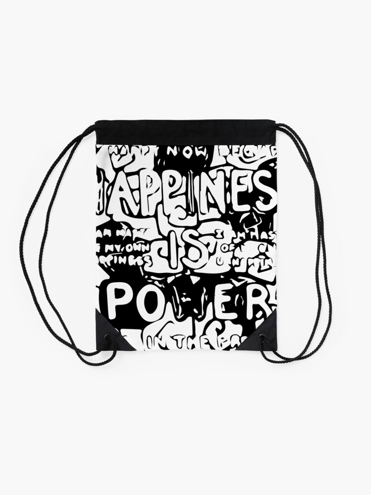 Alternate view of Happiness is Power v2 - Black and Transparent Drawstring Bag