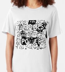 Happiness is Power v2 - Black and Transparent Slim Fit T-Shirt