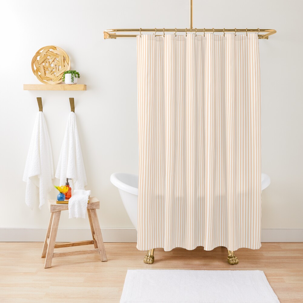 Pale Peach Angelskin Vertical Stripes Shower Curtain By Podartist