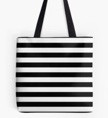 Solid Black and White Large Horizontal Cabana Tent Stripe Tote Bag