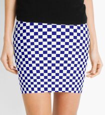 Navy Blue and White Checkerboard Mini Skirt