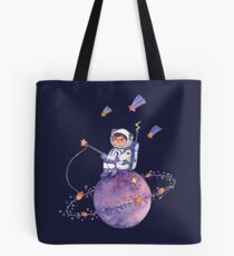 Astronaut catching Asteroids on a Star Tote Bag