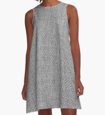 Natural Woven Silver Grey Burlap Sack Cloth A-Line Dress
