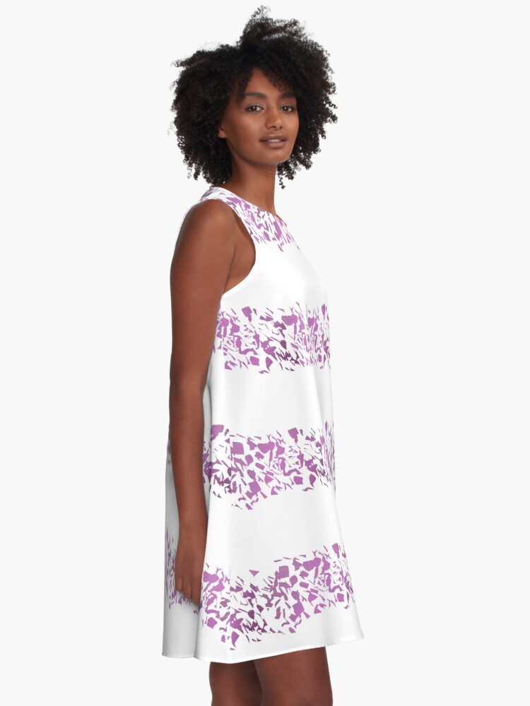 Alternate view of Modern abstract violet purple watercolor geometrical stripes A-Line Dress