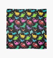 Dinosaurs rainbow pattern blue background Scarf