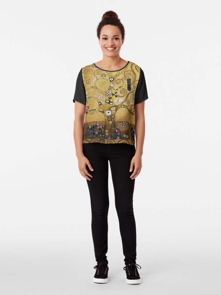Alternate view of Gustav Klimt Owl in a Tree Chiffon Top